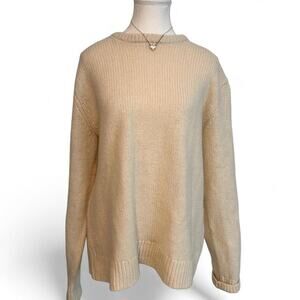 L.L. Bean Cream Vintage 100% Lamb Wool Sweater UniSex Size XL